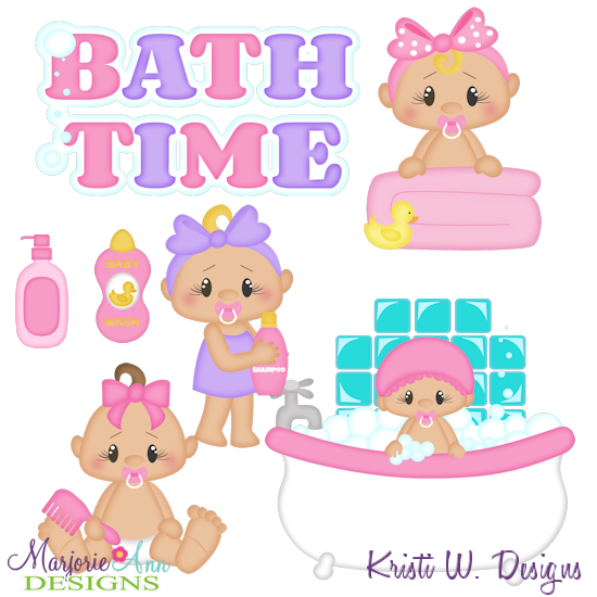 Bathtime Girls SVG Cutting Files Includes Clipart - Click Image to Close